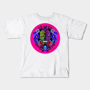 floral dawn ecopop tree of life catrina skull monster art Kids T-Shirt